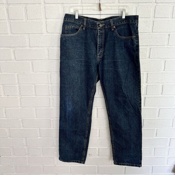 Lee Regular Fit Denim Jeans Mens 38x30 Blue 5 Pocket - Picture 1 of 9